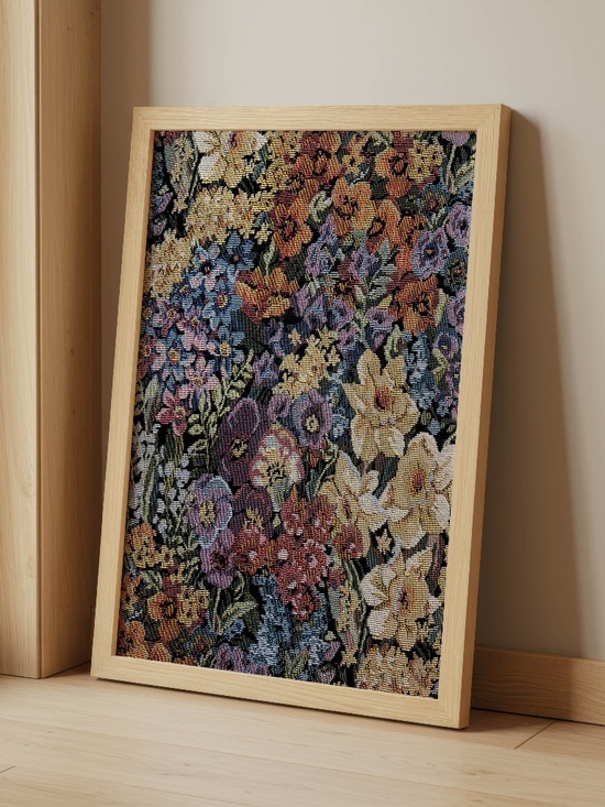 Other - NEW Handmade Textile Wall Art Solid Wood 14 x 18 Floater Frame “Garden Reverie"